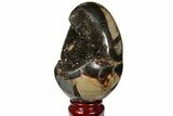 Septarian Dragon Egg Geode - Black Crystals #120935-1